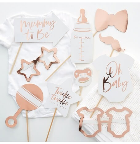 Accssoires Photobooth Baby Shower Rose Gold (x10)