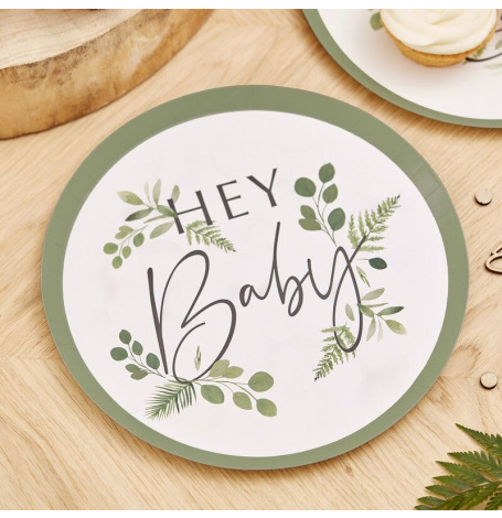 Assiettes Vgtal Hey Baby Shower (x8)