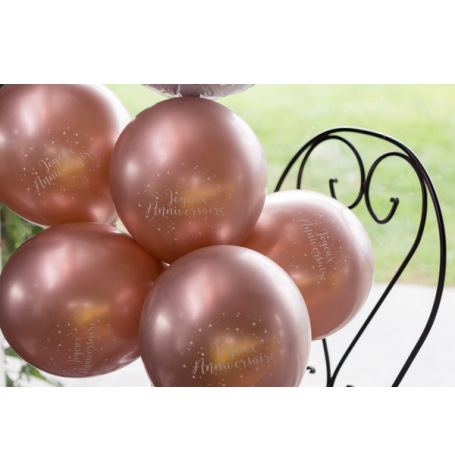 Ballons Joyeux Anniversaire Mtallis Rose Gold (x6)