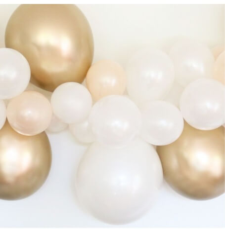 Guirlande de 48 Ballons Pche, Blanc & Or Chrom