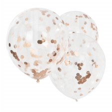 3 Grands Ballons Confettis Rose Gold 56 cm 
