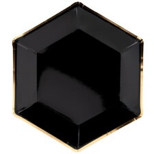 Assiettes Héxagonale Noir & Or (x6)
