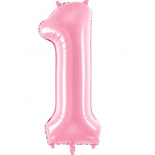 Ballon Mylar Aluminium Chiffre 1 Rose Pastel (Géant)