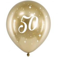 Ballons Anniversaire 50 ans Or Chromé (x6)