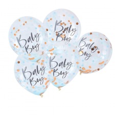 Ballons Confettis Bleu & Rose Gold Baby Boy (x5)