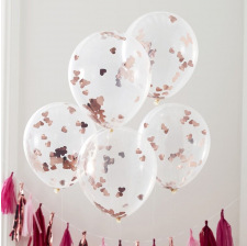 Ballons Confettis Coeur Rose Gold (x5)