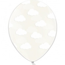Ballons de baudruche Transparent Nuages Blanc (x5)
