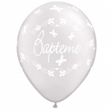 Ballons Latex Baptême & Papillon (x5)