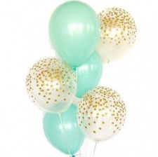 Bouquet Ballons Baudruche Biodégradable Mint &  Or