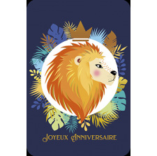 Carte Joyeux Anniversaire - Lion & Feuillage 