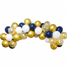 Guirlande de 40 ballons Bleu Marine & Paillette Or 