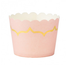 Moules à cupcake Rose Poudré et lisière Doré 85ml (x20)