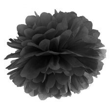 Pompon Fleur de Papier en soie à suspendre Noir