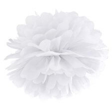 Pompons Fleur de Papier en soie à suspendre Blanc