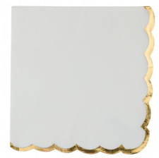 Serviettes en papier Blanc & Lisière Doré (x16) 