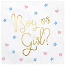 Serviettes Papier Gender Reveal Boy or Girl ? (x20)