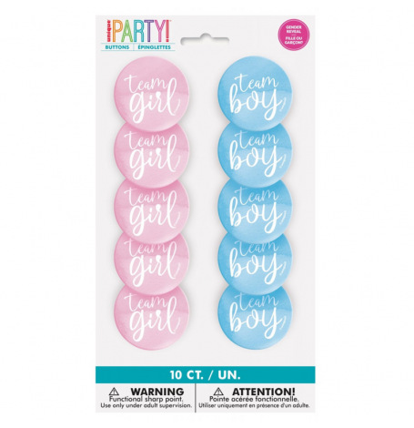 10 Badges Team Girl Team Boy| Hollyparty