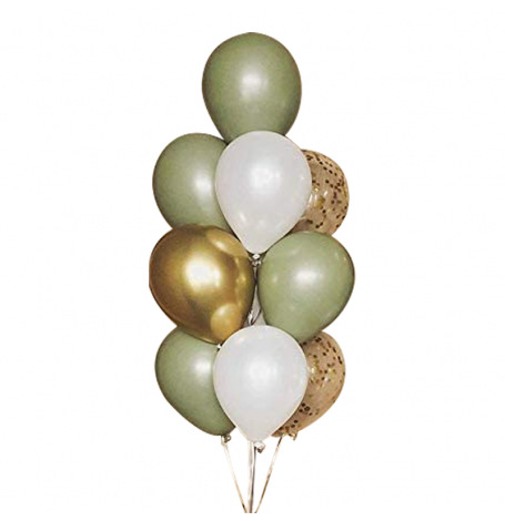 10 ballons Vert Eucalyptus & Or Chromé| Hollyparty