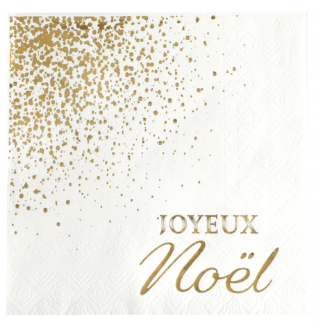 10 serviettes en papier Joyeux Noel Doré| Hollyparty