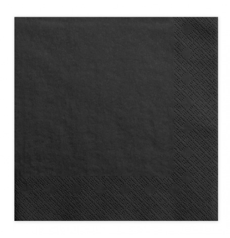 20 Serviettes en papier Noir Uni | Hollyparty