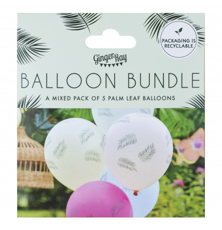 5 Ballons latex Hawai Feuillage 