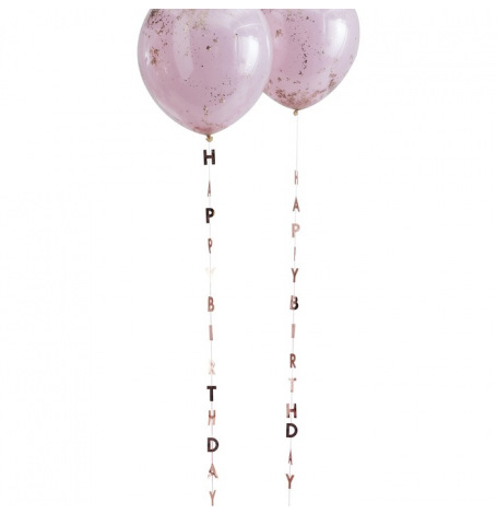 5 queues de ballons Happy Birthday Rose Gold| Hollyparty