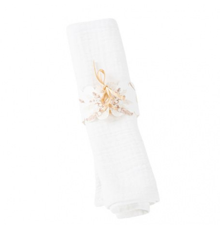 8 Ronds de serviettes Fleur de coton - Baptême Champêtre| Hollyparty