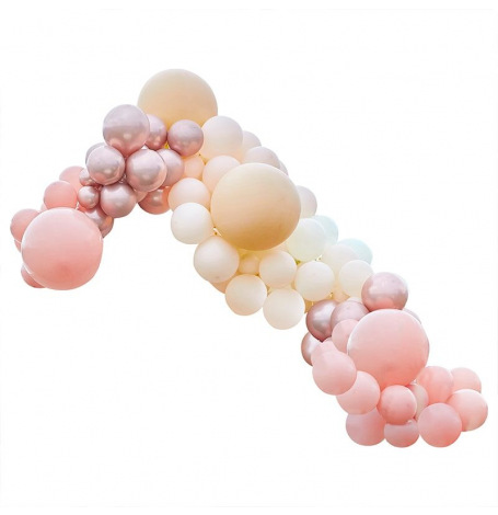 Arche de 120 Ballons organiques Pêche, Rose Gold et Corail| Hollyparty