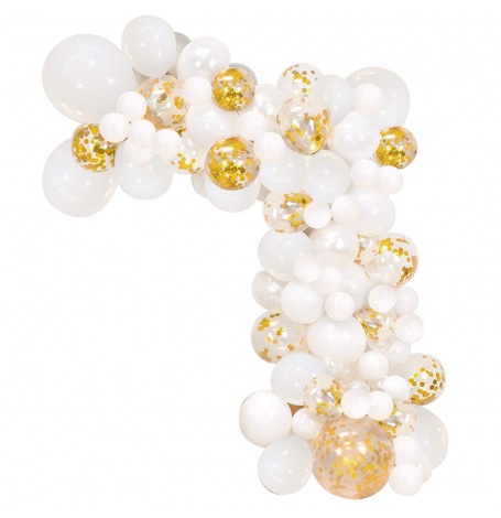 Arche de Ballons Organique Blanc & Or (x60)| Hollyparty
