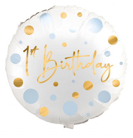 Ballon Alu 1st Birthday Bleu & Or | Hollyparty