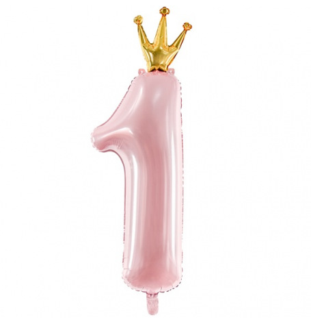 Ballon Chiffre 1 Couronne Rose & Or | Hollyparty