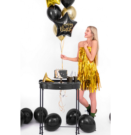 Ballon Etoile Mylar Happy Birthday Noir & Or 