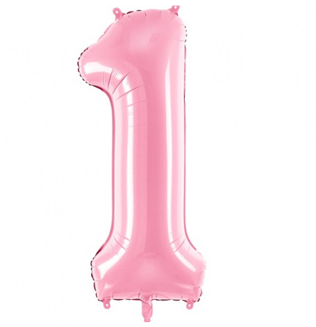 Ballon Mylar Aluminium Chiffre 1 Rose Pastel (Géant)| Hollyparty
