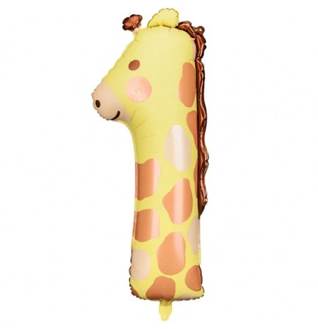 Ballon Mylar Anniversaire Chiffre 1 - Girafe| Hollyparty