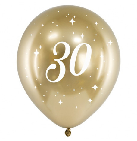 Ballons Anniversaire 30 ans Or Chromé (x6)| Hollyparty