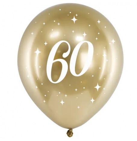 Ballons Anniversaire 60 ans Chromé Or (x6)| Hollyparty
