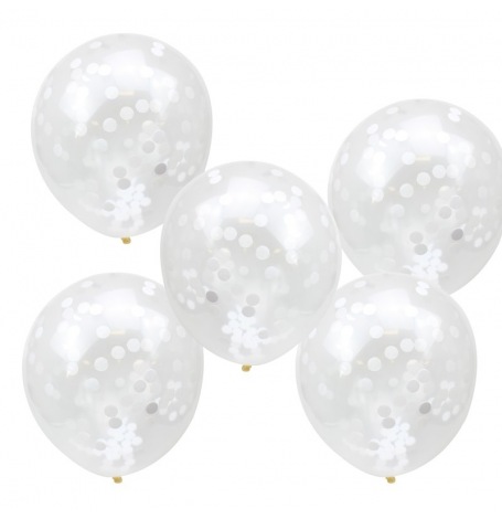Ballons confettis Blanc (x5)