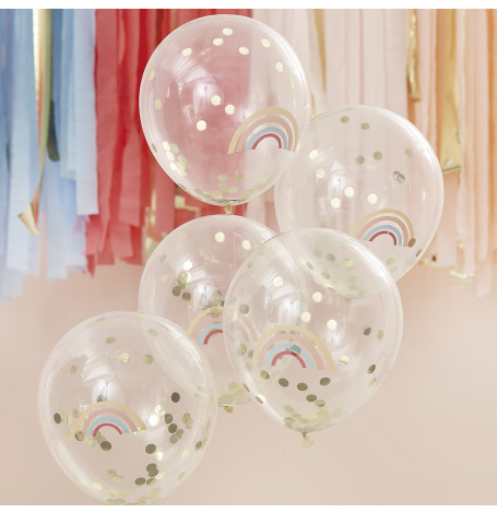 Ballons Confettis Boho Rainbow (x5)| Hollyparty