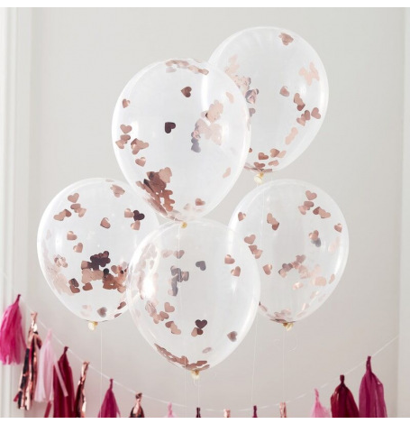 Ballons Confettis Coeur Rose Gold | Hollyparty