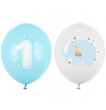 Ballons Elephant 1er Anniversaire Bleu & Or (x5)| Hollyparty