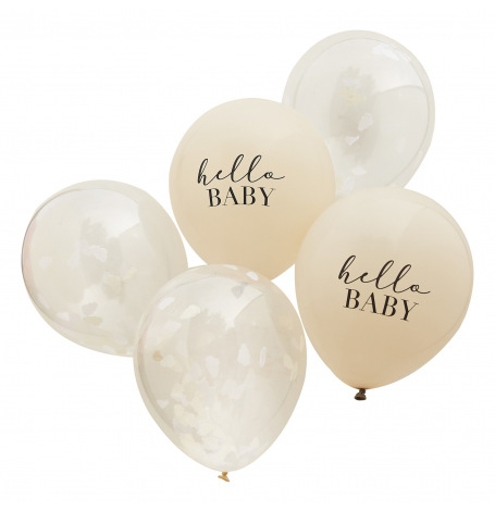 Ballons Hello Baby Taupe & Nuage (x5)| Hollyparty