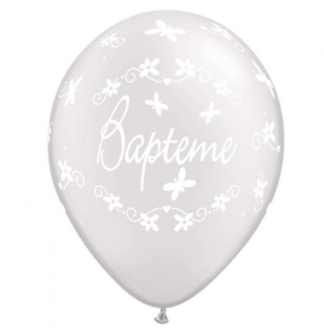 Ballons Latex Baptême & Papillon (x5)| Hollyparty