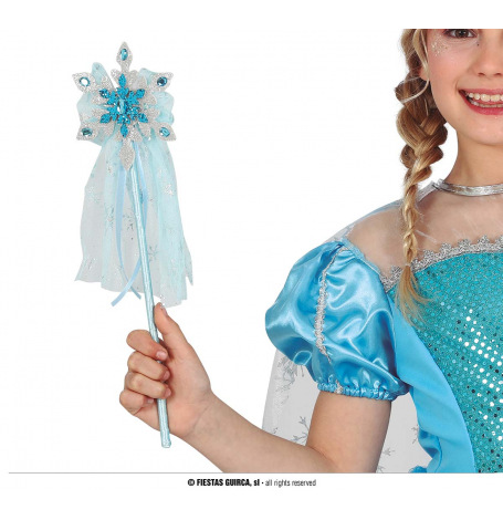 Baquette de princesse Bleu avec voile 35cm| Hollyparty