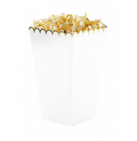 Boîtes à popcorn Blanc & Or (x8)| Hollyparty