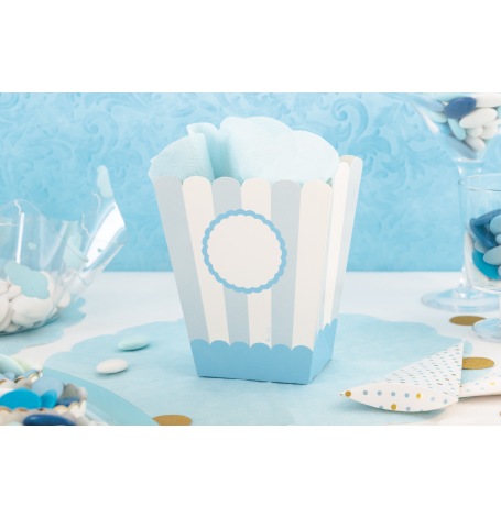Boîtes à Popcorn  Personnalisable Bleu Pastel (x4)