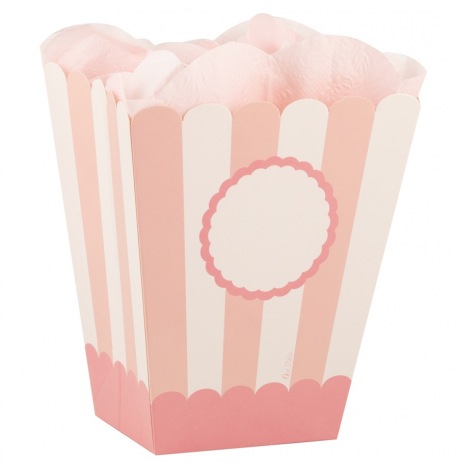 Boîtes à Popcorn  Personnalisable Rose Pastel (x4)| Hollyparty