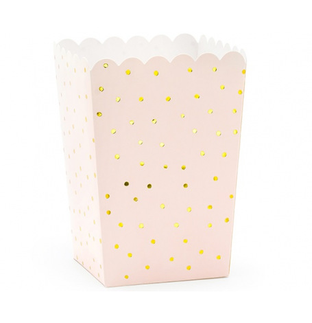 Boîtes à popcorn Pois Rose & Or (x6)| Hollyparty