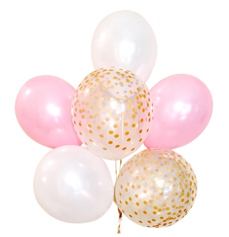 Bouquet Ballons Latex Rose, Blanc & Or| Hollyparty