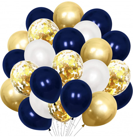 Bouquet de 24 ballons Bleu Marine & Or | Hollyparty