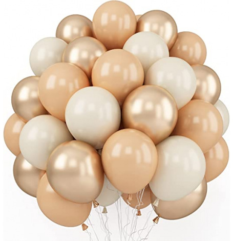 Bouquet de 24 Ballons Nude, Pêche & Chromé Or| Hollyparty